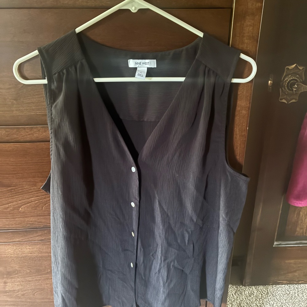 Nine West Charcoal Sleeveless Blouse